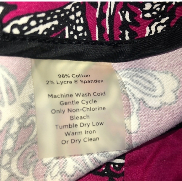 TALBOTS Pink Black White Cropped Pants Classic Slim Paisley 6 PETITE - Picture 9 of 10